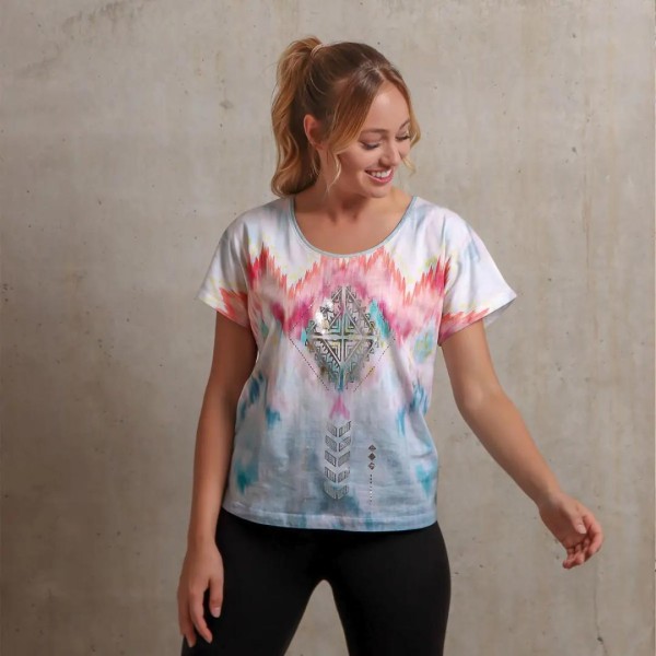 Spirit of Om Shirt Ikat Women Weiß Bunt