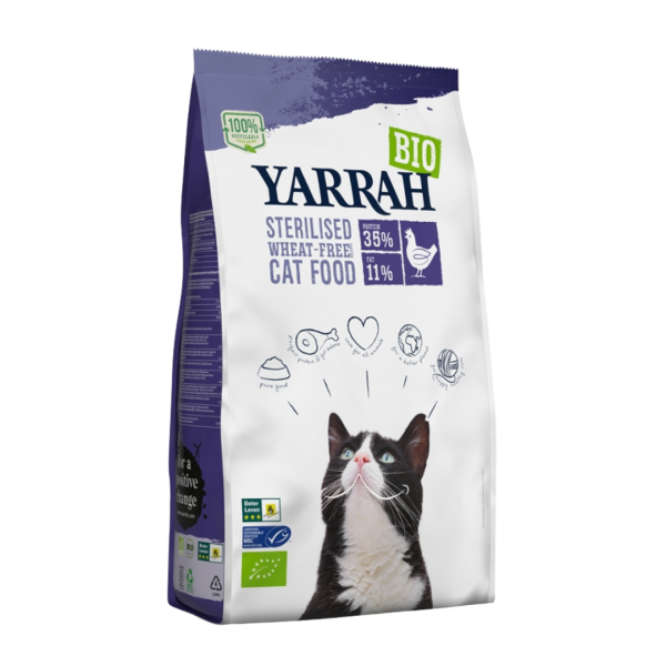 Yarrah Bio Trockenfutter getreidefrei für sterilisierte Katze Huhn &amp; Fisch