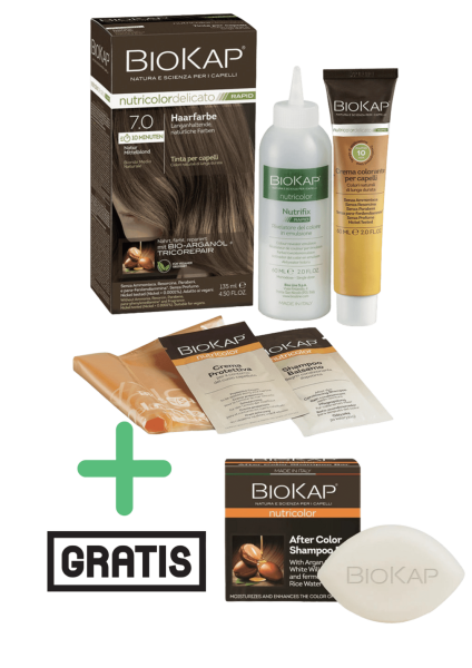 BioKap Haarfarbe Natur Mittelblond NR. 7 plus After Color festes Shampoo gratis