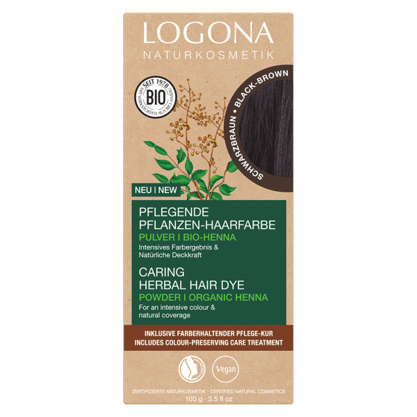 Pulver Pflanzen-Haarfarbe bei Kaffeebraun Logona von