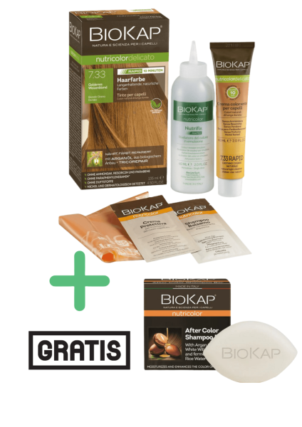 BioKap Haarfarbe Goldenes Weizenblond Nr.7.33 plus After Color festes Shampoo gratis